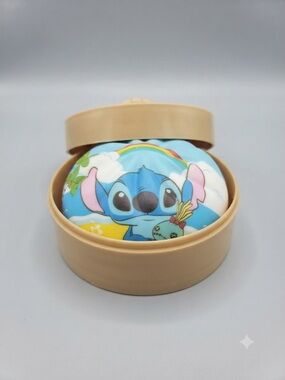 Cute Blue Cartoon Stitch Plush Cushion with Beige Carry Case